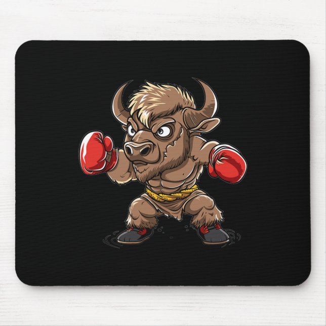 Söt kickboxande bison I Barn bison  Musmatta (Framsidan)