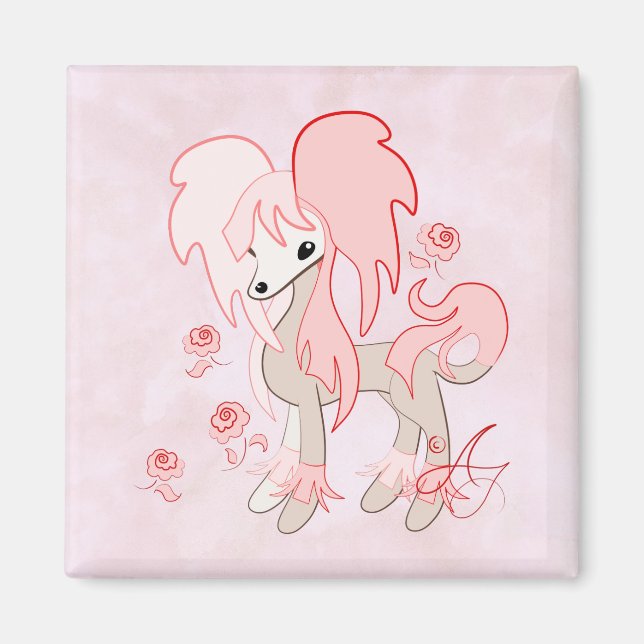 Söt kinesisk krönt Pastell Rosa Magnet (Framsidan)