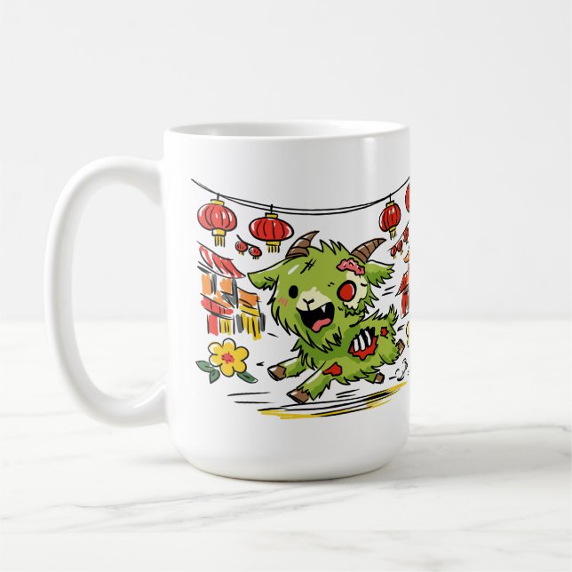 Söt kinesisk nyår för geten kaffemugg (Vänster)