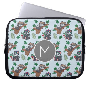 Söt kinesisk pandamönster monogram laptop fodral