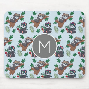 Söt kinesisk pandamönster monogram musmatta