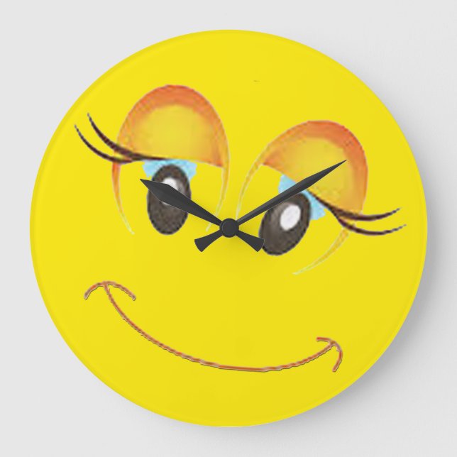 söt, kinkig, snygg dam-emoji-klocka stor klocka (Framsida)