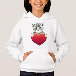 Söt Kisse Ansikte Katt Röda Hjärtat T Shirt
