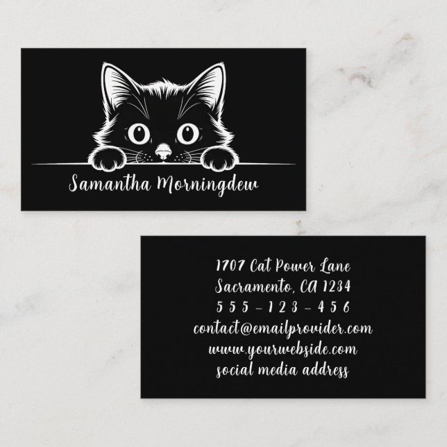 Söt Kisse Minimalistisk Design - KATT 1 Visitkort (Fram/baksida)