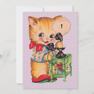 Söt Kitsch Kawaii Katt med Telefontryck Tack Kort
