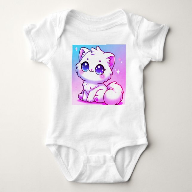 Söt Kitten Baby Bodysuit T Shirt (Framsida)