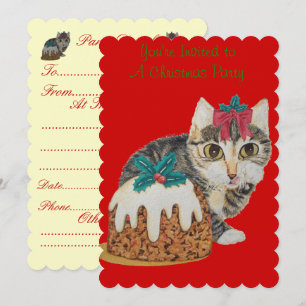 Söt kitten grått tabby slickande tass christmas pa inbjudningar