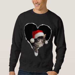 Söt Kitten Jul Funny Cat Lover Cat Dam Xm Lång Ärmad Tröja