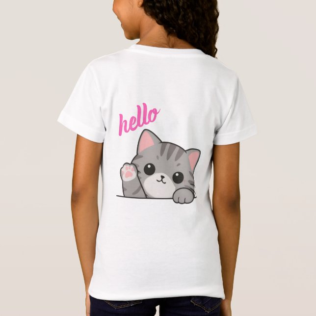 Söt Kitty Hello Katt T-Shirt (Baksida)