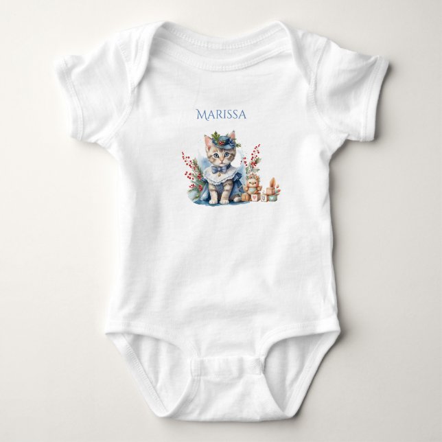Söt Kitty iklädd viktoriansk klänning - Bodysuit T Shirt (Framsida)