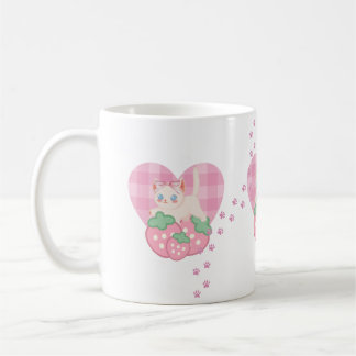 Söt Kitty & Jordgubbs Rosa Hjärtat Kaffemug - Ka Kaffemugg