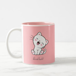 Söt Kitty Katt & Hjärta på Rosa Två-Tonad Mugg