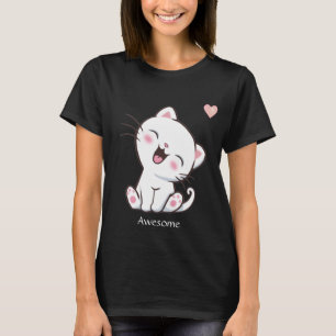 Söt Kitty Katt & Hjärta T-Shirt