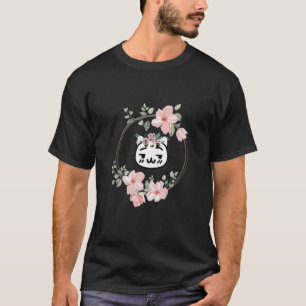 Söt Kitty Katt Med Blommor Huvudbonad Och Ram D T Shirt