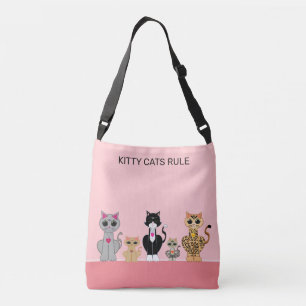 Söt Kitty Katt Team & Kalligrafi på Korall & Rosa Axelväska