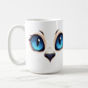 Söt Kitty-ögon närbild tecknad katt ansikte illust Kaffemugg