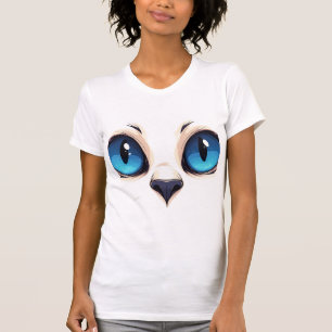 Söt Kitty-ögon närbild Tecknad Katt Ansikte Illust T Shirt