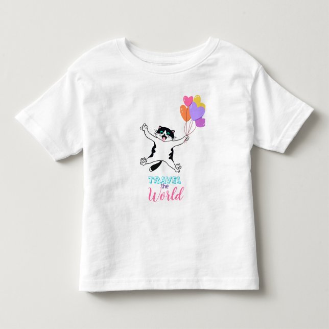 Söt Kitty Reser Jorden Runt T Shirt (Framsida)