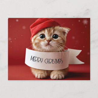 Söt Kitty Röd Jul Helg Vykort