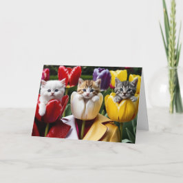 Söt Kitty Tulpaner Välkomstkort Kort