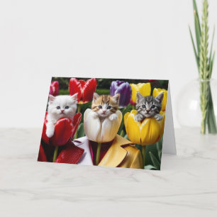 Söt Kitty Tulpaner Välkomstkort Kort