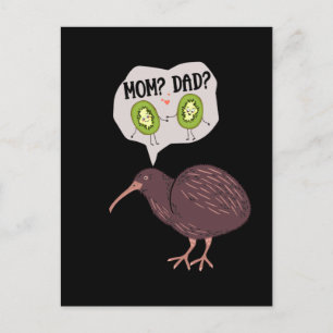 Söt Kiwi Fågel Familj Humor Nya Zeeland Vykort