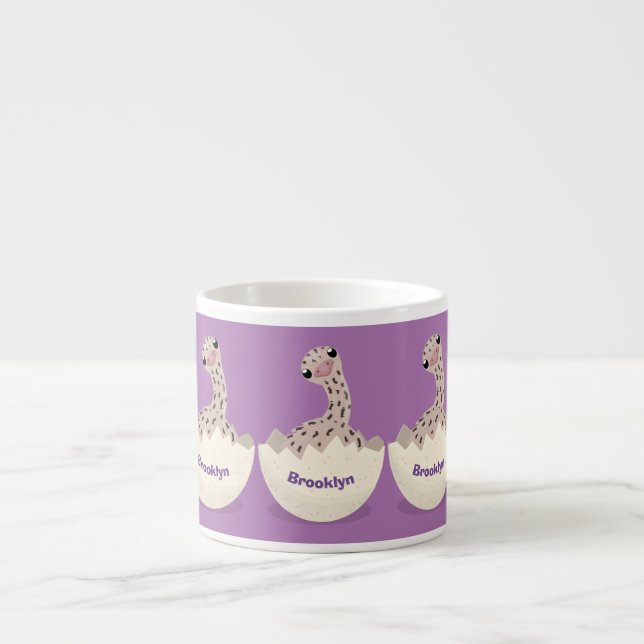 Söt kläckande strutsbaby tecknad illustration espressomugg (Framsidan)