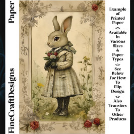 Söt Klädd Kanin, Blommor CK3 Scrapbookpapper