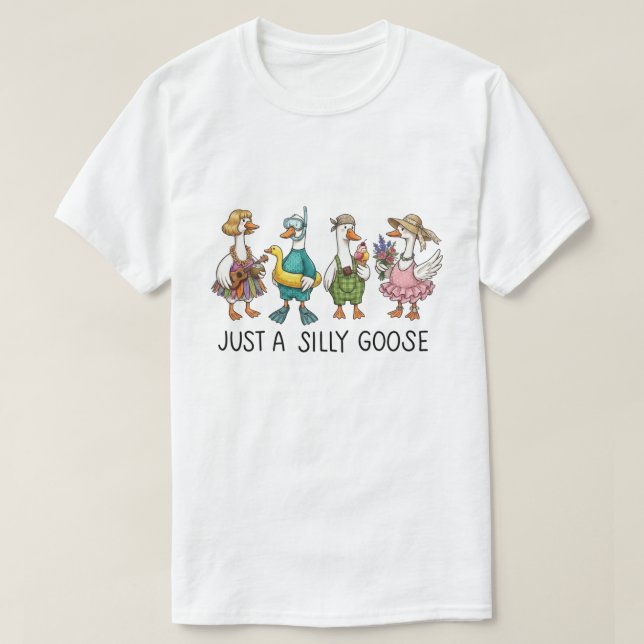 Söt Klädd | Rolig Gås-Squad Illustration T Shirt (Design framsida)