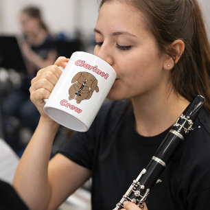 Söt Klarinettbesättning Brun Valp Kaffemugg