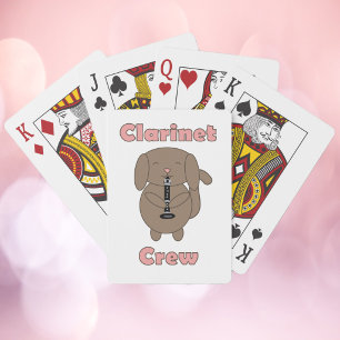 Söt Klarinettbesättning Brun Valp Tecknad Hund Casinokort