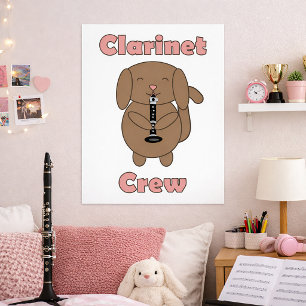 Söt Klarinettgäng Bruna Hundmusiker Rolig Poster