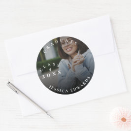 Söt Klass 2026 Foto Examen Annonsering Runt Klistermärke