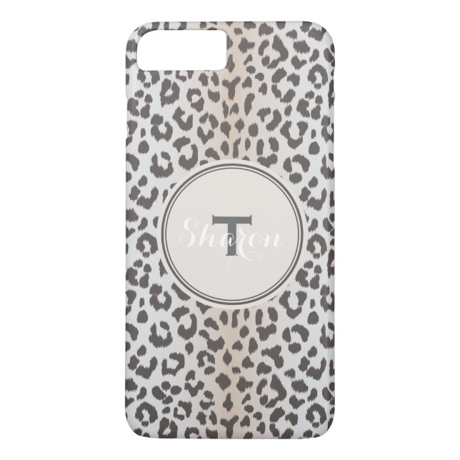 Söt klassisk brun beige cheetahtryck monogram Case-Mate iPhone skal (Baksida)