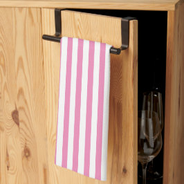 Söt Klassisk Chic Rosa och Vita Vertikala Ränder Kökshandduk