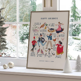 Söt klassisk illustration av "Julens tolv dagar" Poster
