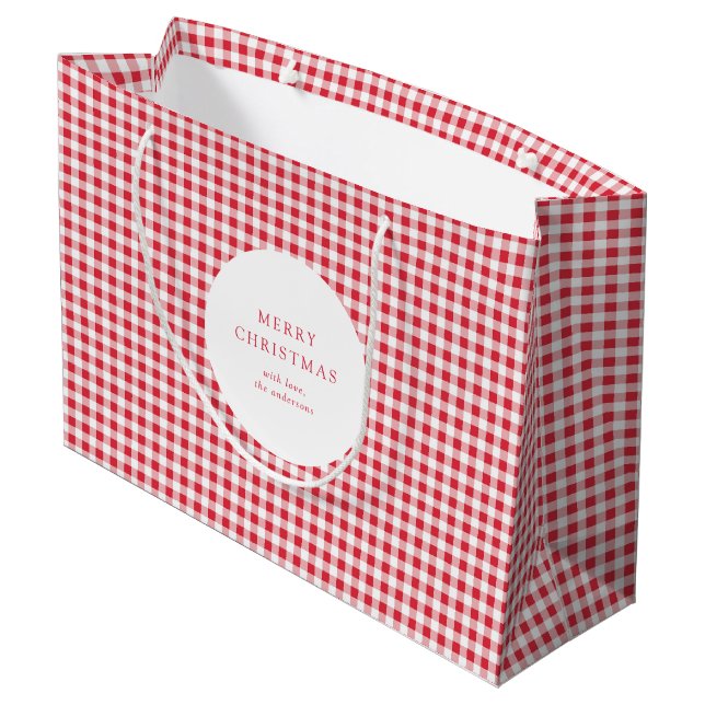 Söt Klassisk Röd Gingham Jul (Baksidan Vinklad)