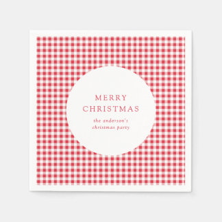 Söt Klassisk Röd Gingham Julfest Anpassad Pappersservett