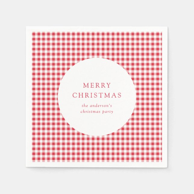 Söt Klassisk Röd Gingham Julfest Anpassad Pappersservett (Framsidan)