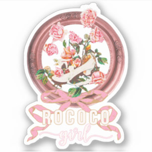 Söt Klassisk Rosa Rococo Flicka Rosor Båge Skor Klistermärken