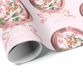 Söt Klassisk Rosa Rococo Flicksko Ros Båge Presentpapper