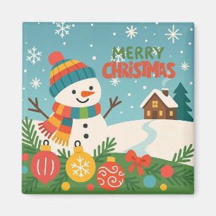 Söt, klassisk snöman god jul magnet