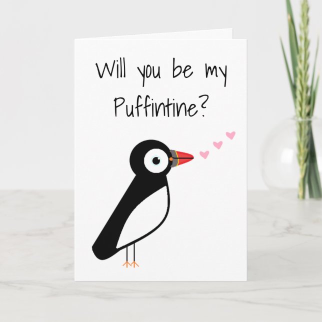 Söt klichéartad Puffintine  Alla hjärtans dag-kort Kort (Framsida)