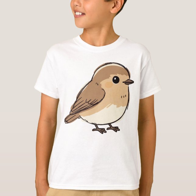 Söt knubbig fågelillustration - Handritad liten T Shirt (Framsida)