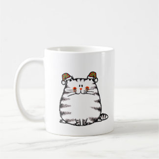 Söt knubbig katt med två julhattar kaffemugg