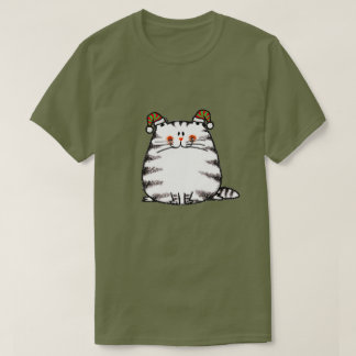 Söt knubbig katt med två julhattar t shirt