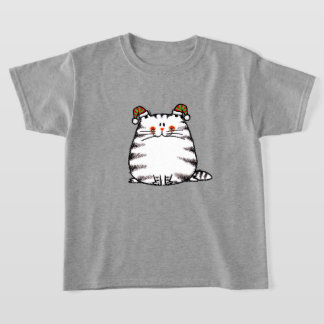 Söt knubbig katt med två julhattar t shirt