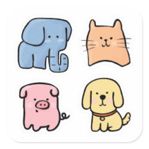 Söt knubbig kawaii husdjur djur klistermärke ark p