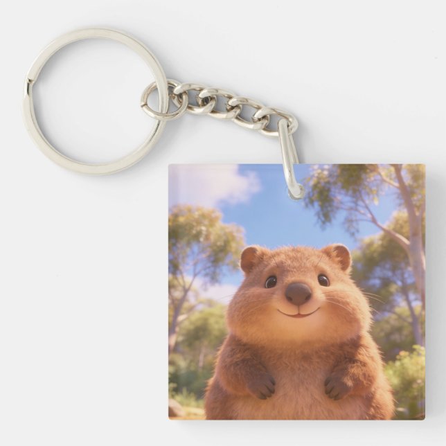 Söt knubbig quokka-nyckelring (Framsidan)