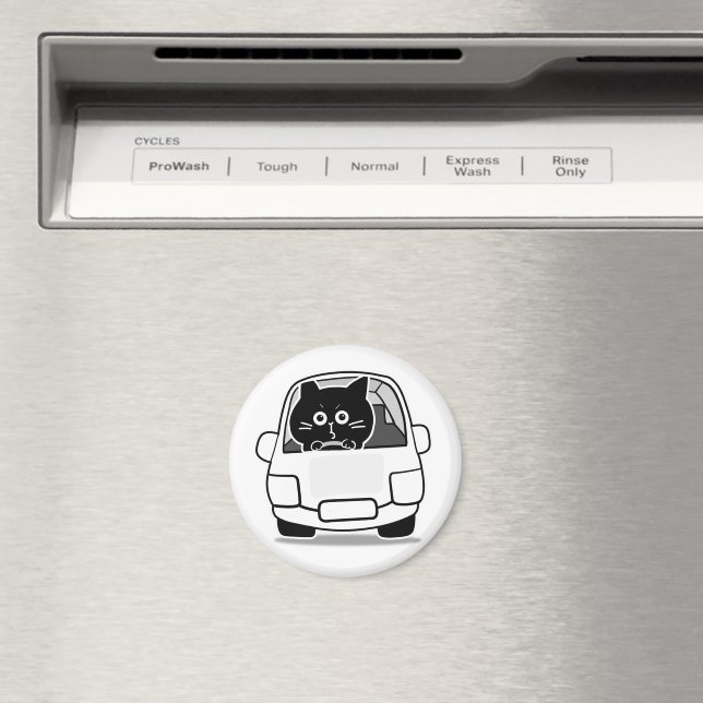 Söt knubbig svart katt dekal magnet (In Situ (Dishwasher))